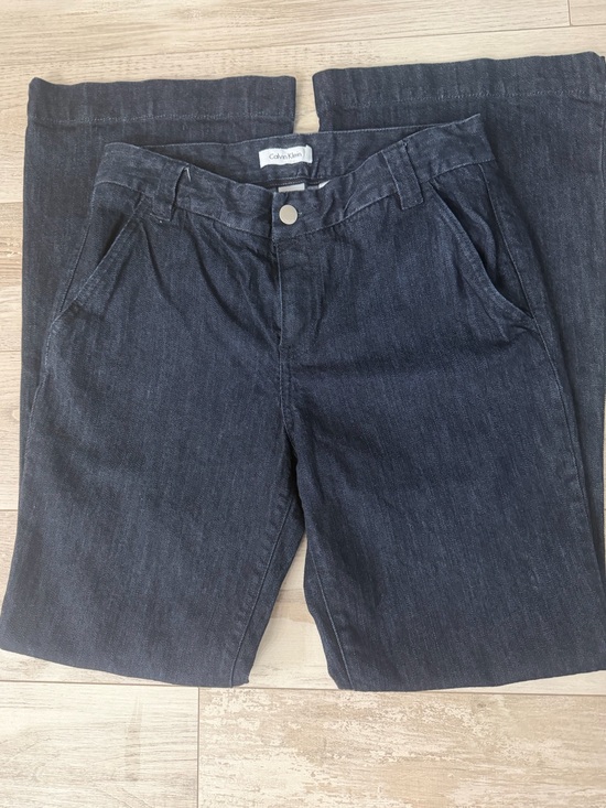 Calvin Klein Denim - Calvin Klein Wide-Leg Denim Trousers Dark Wash Size 10 EUC